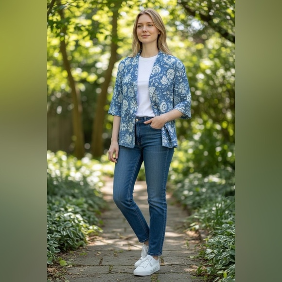 Zara Tops - Zara Floral Blue Women's Top Size Medium